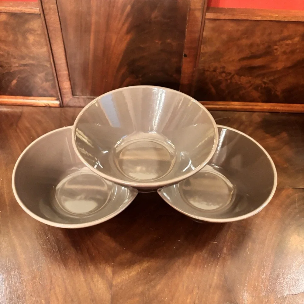 Pampered Chef Gray Soup Cereal Bowls Set of 3 Stoneware 6